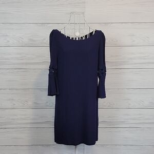 Luxology Sheath Dress Crepe Fabric in Navy Blue Womens Size 8